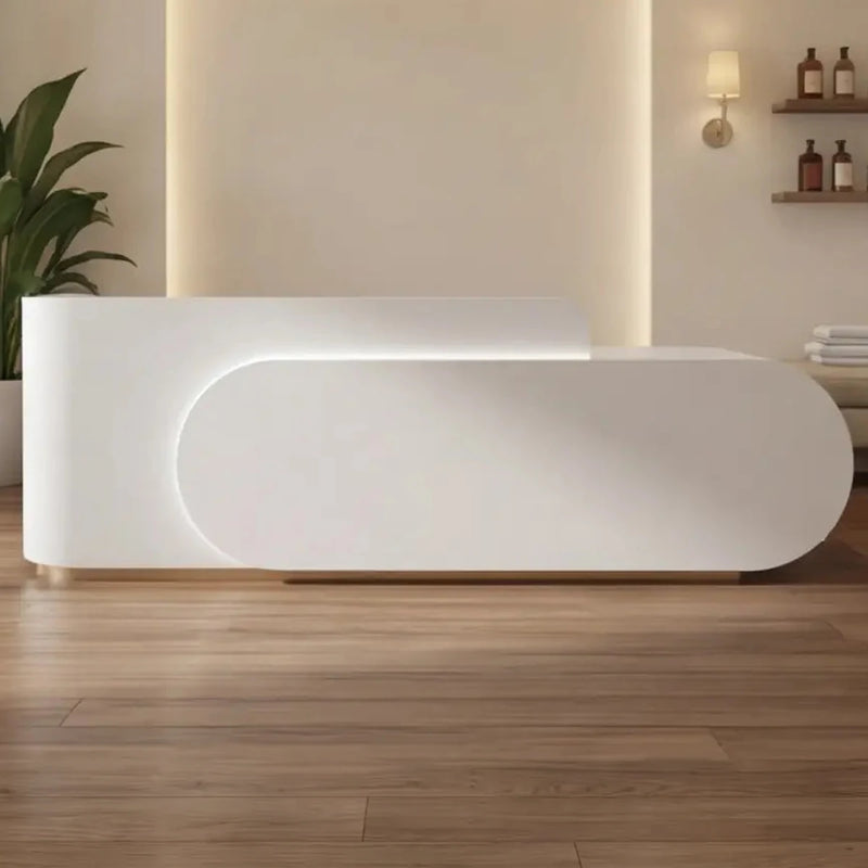 Odette spa front desk, left configuration, wall wash lighting
