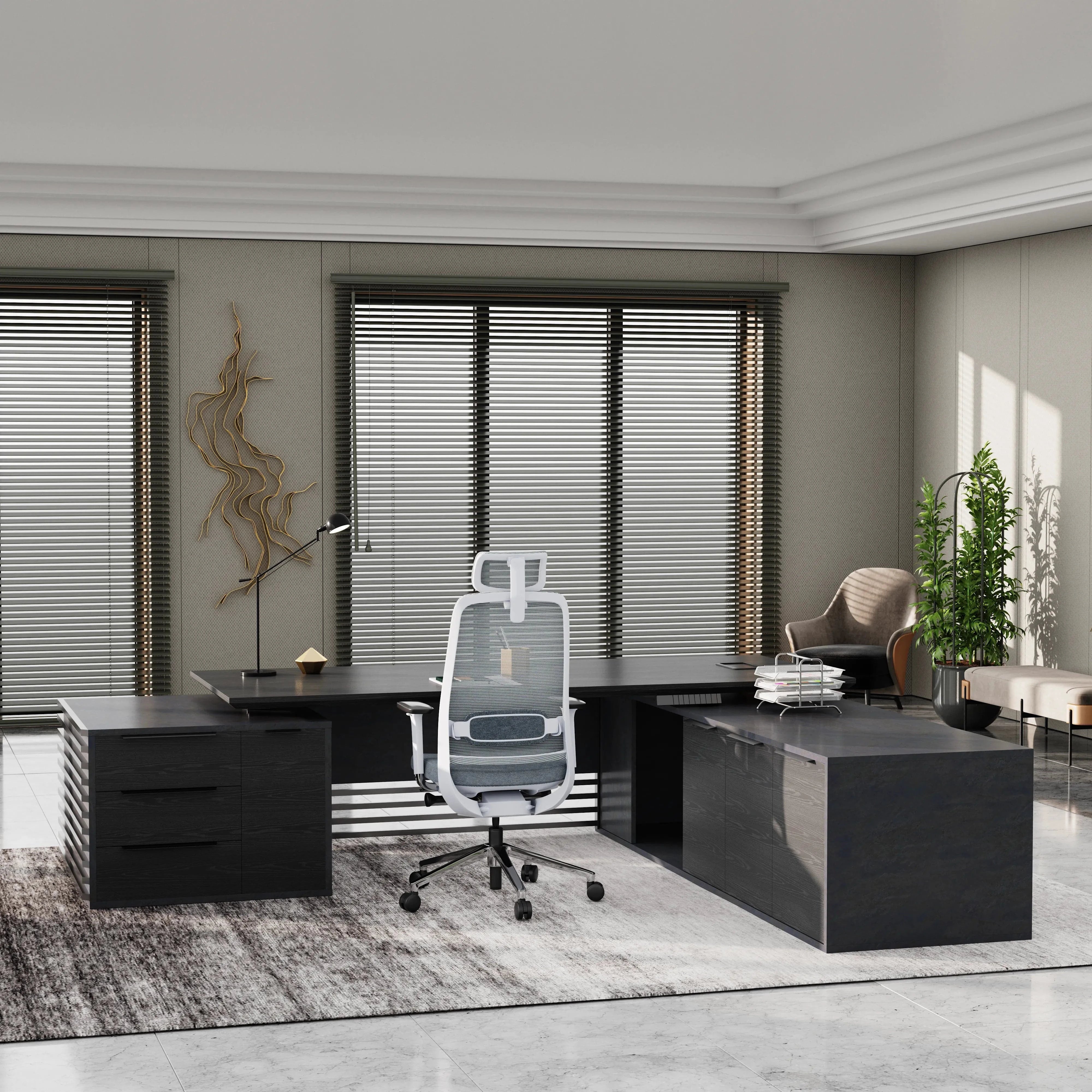 Anderson ยท Modern L-Shaped Executive Desk, Adjustable Height