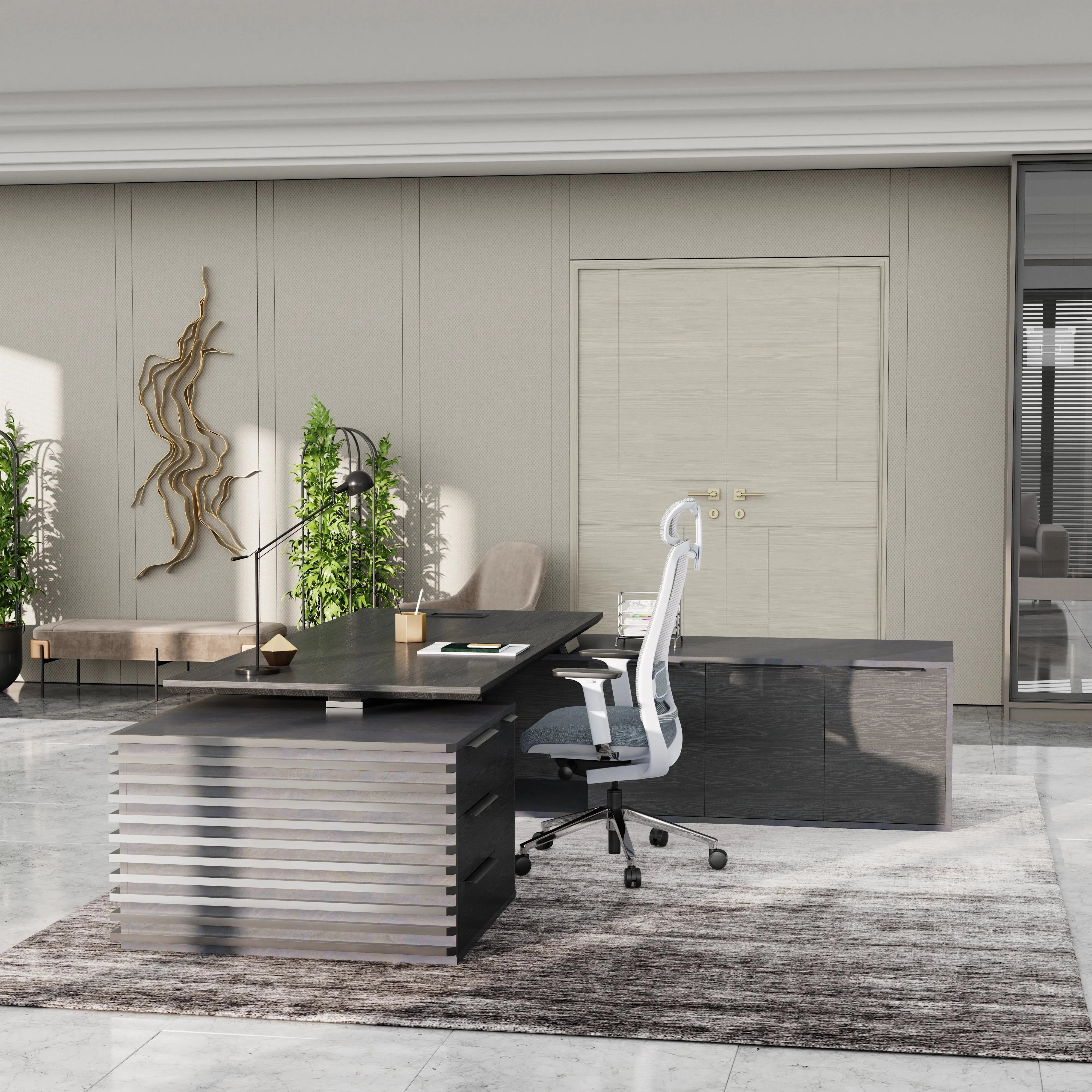 Anderson ยท Modern L-Shaped Executive Desk, Adjustable Height