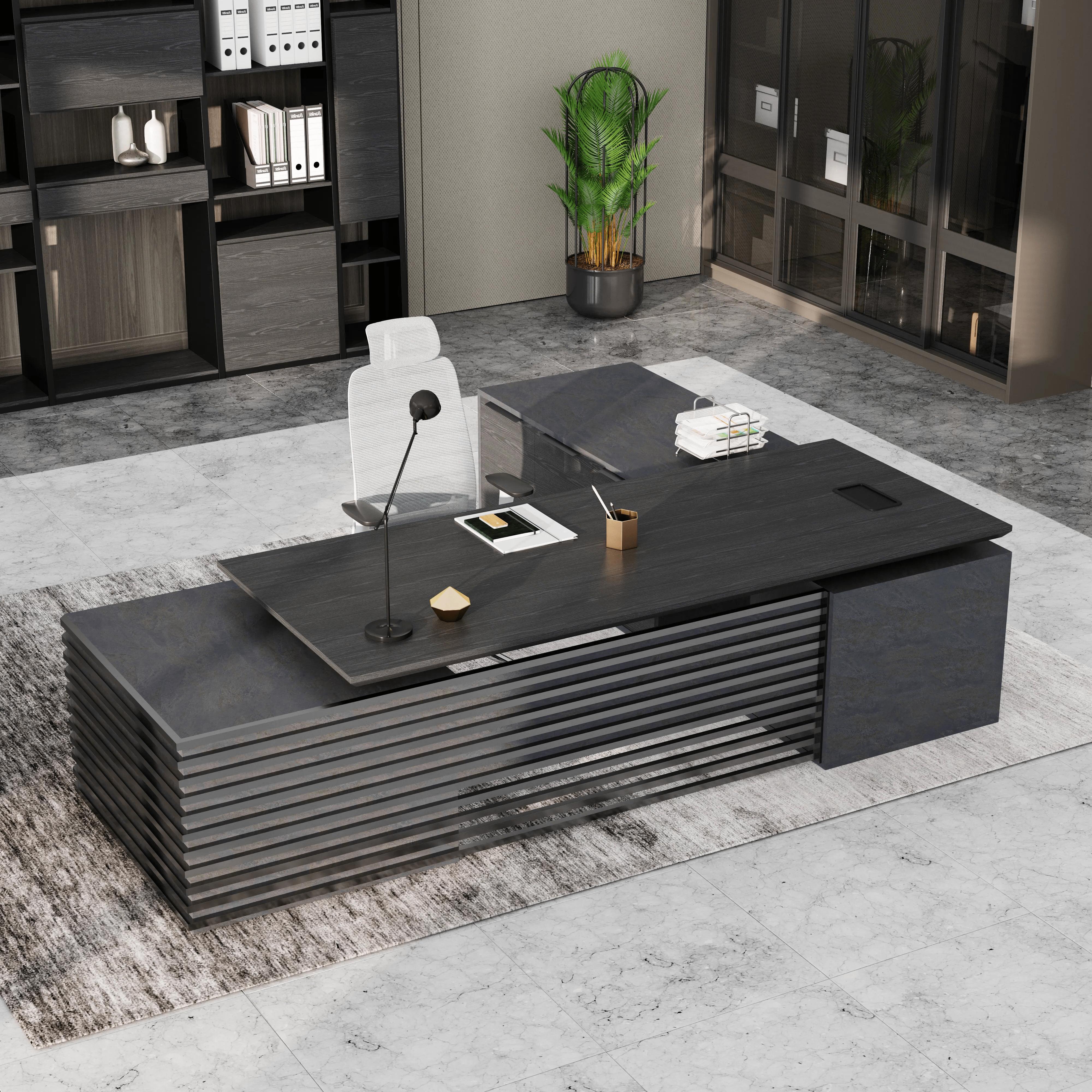 Anderson ยท Modern L-Shaped Executive Desk, Adjustable Height