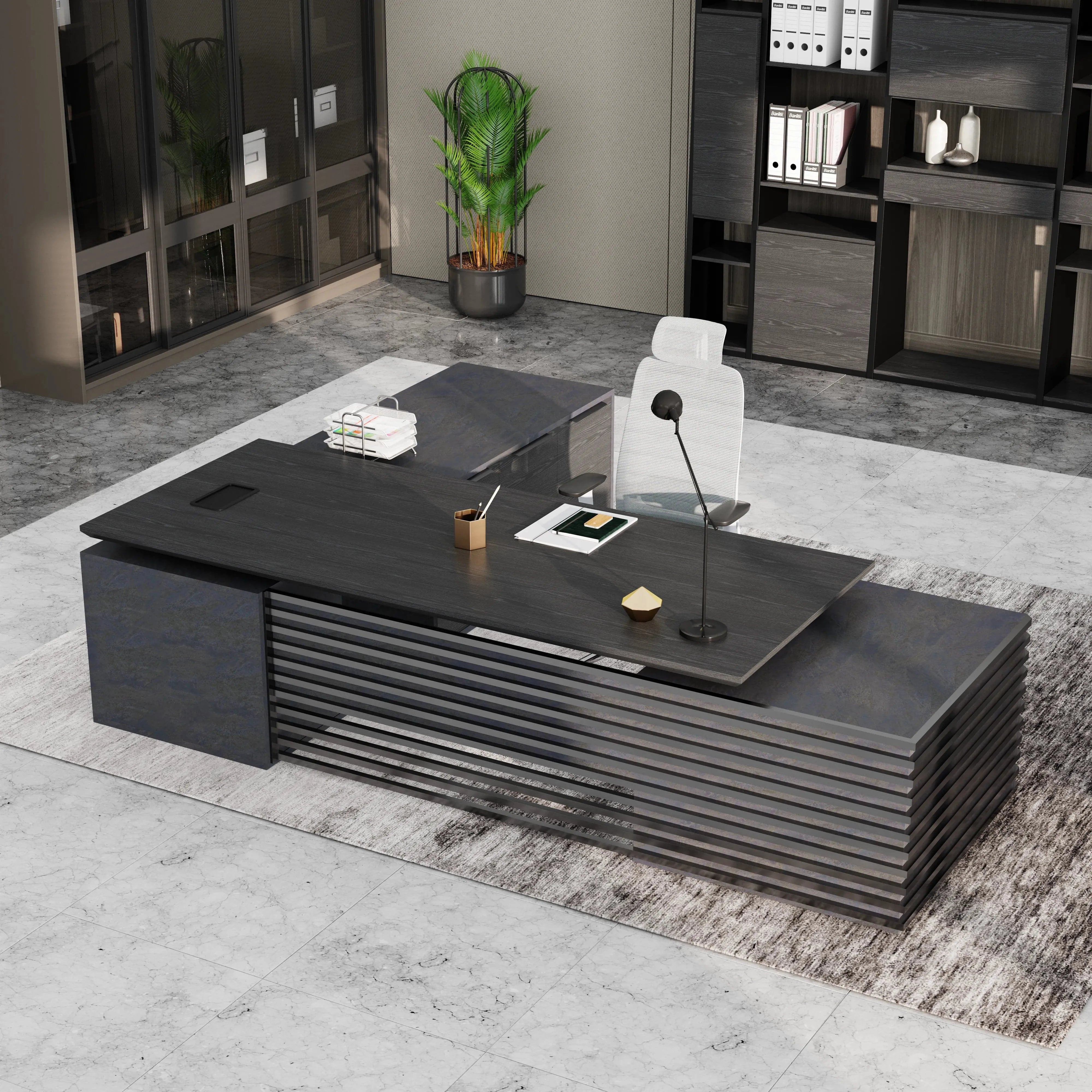 Anderson ยท Modern L-Shaped Executive Desk, Adjustable Height