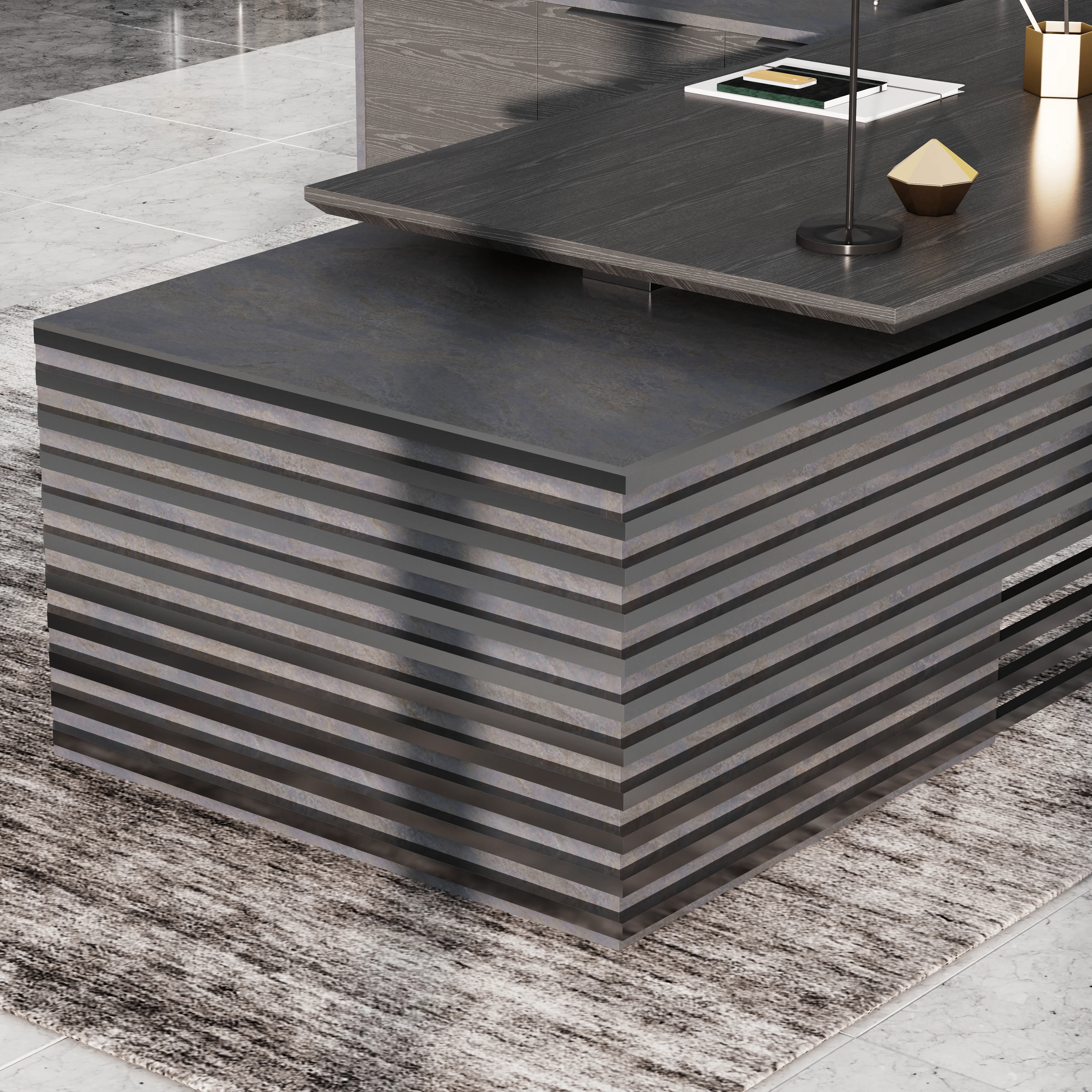 Anderson ยท Modern L-Shaped Executive Desk, Adjustable Height
