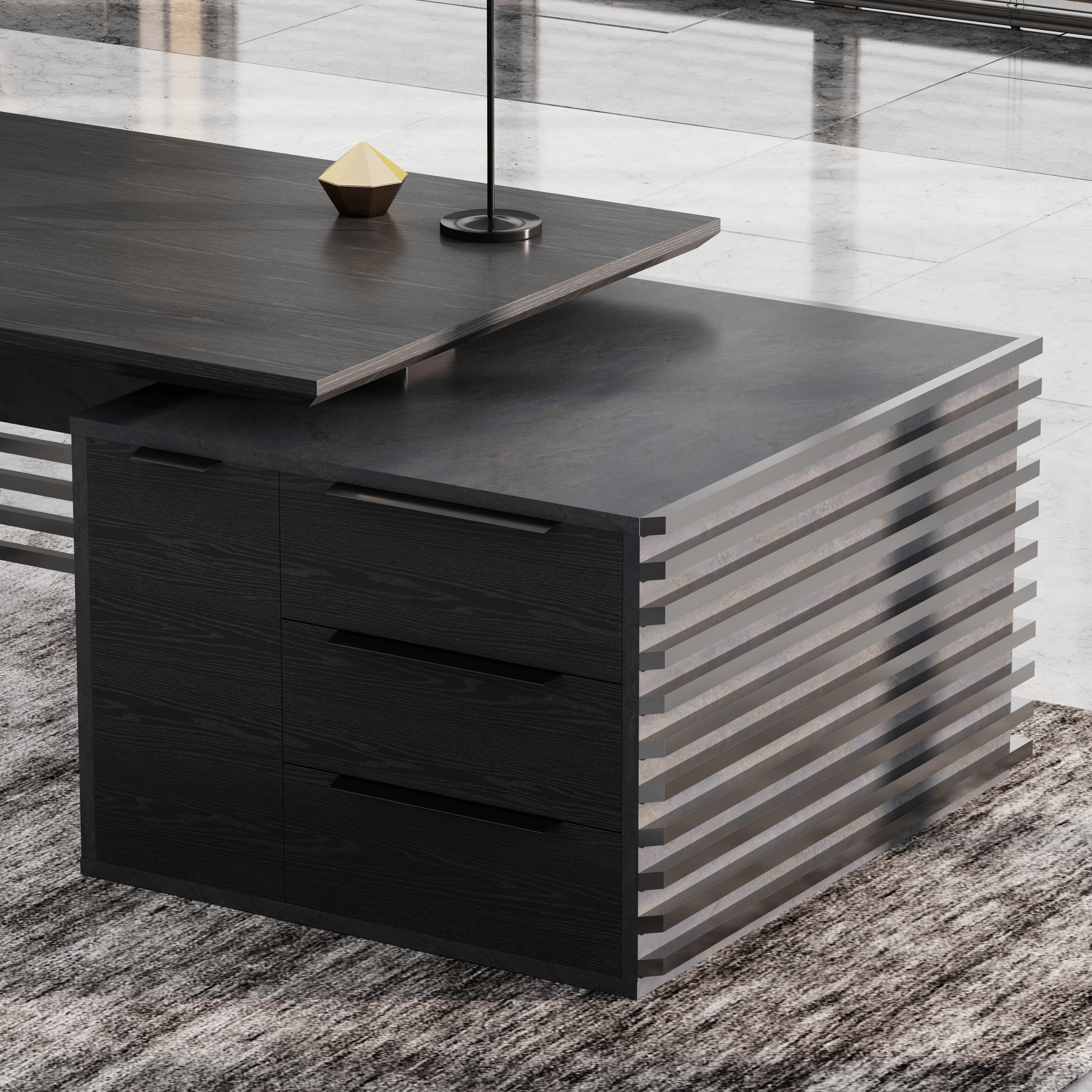 Anderson ยท Modern L-Shaped Executive Desk, Adjustable Height