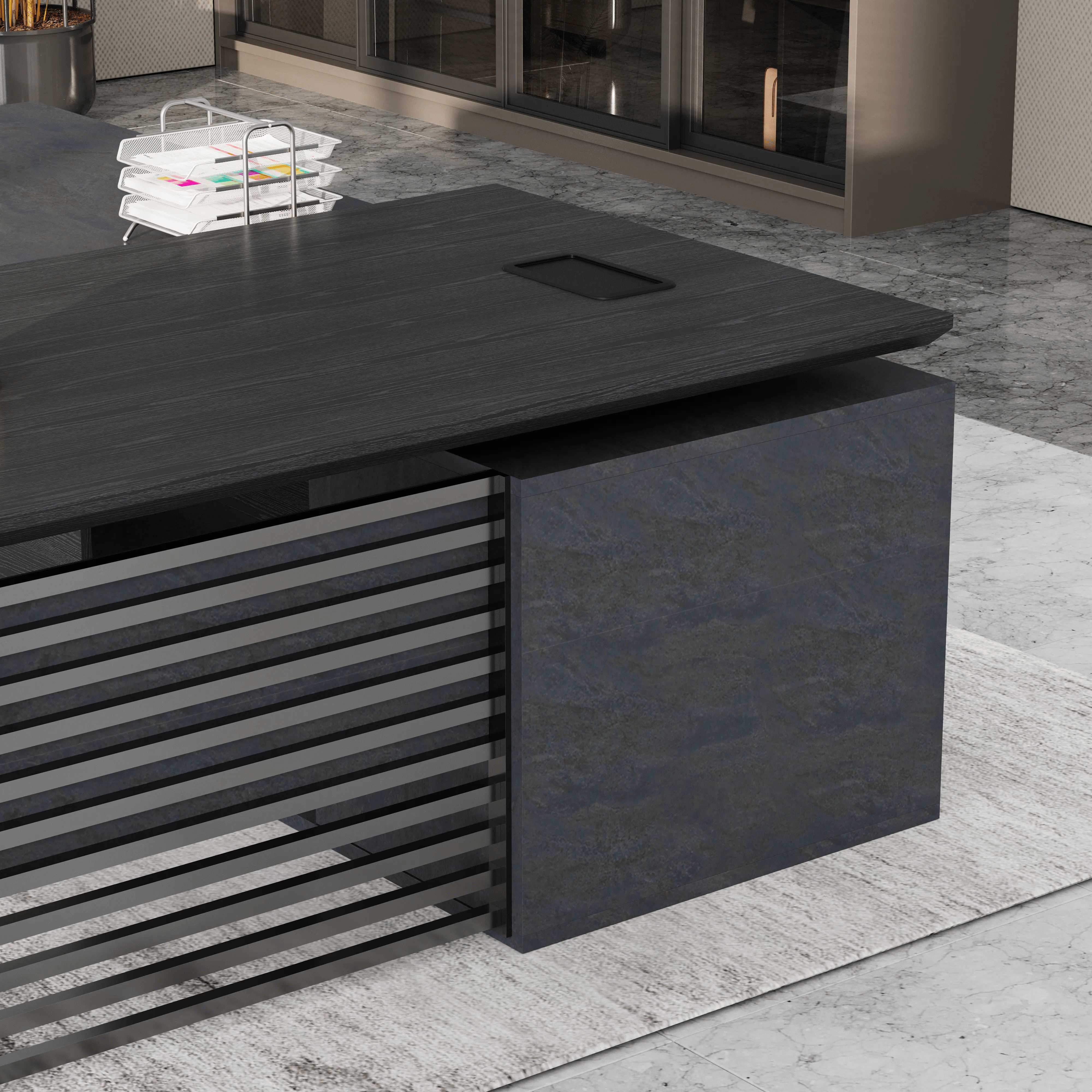 Anderson ยท Modern L-Shaped Executive Desk, Adjustable Height