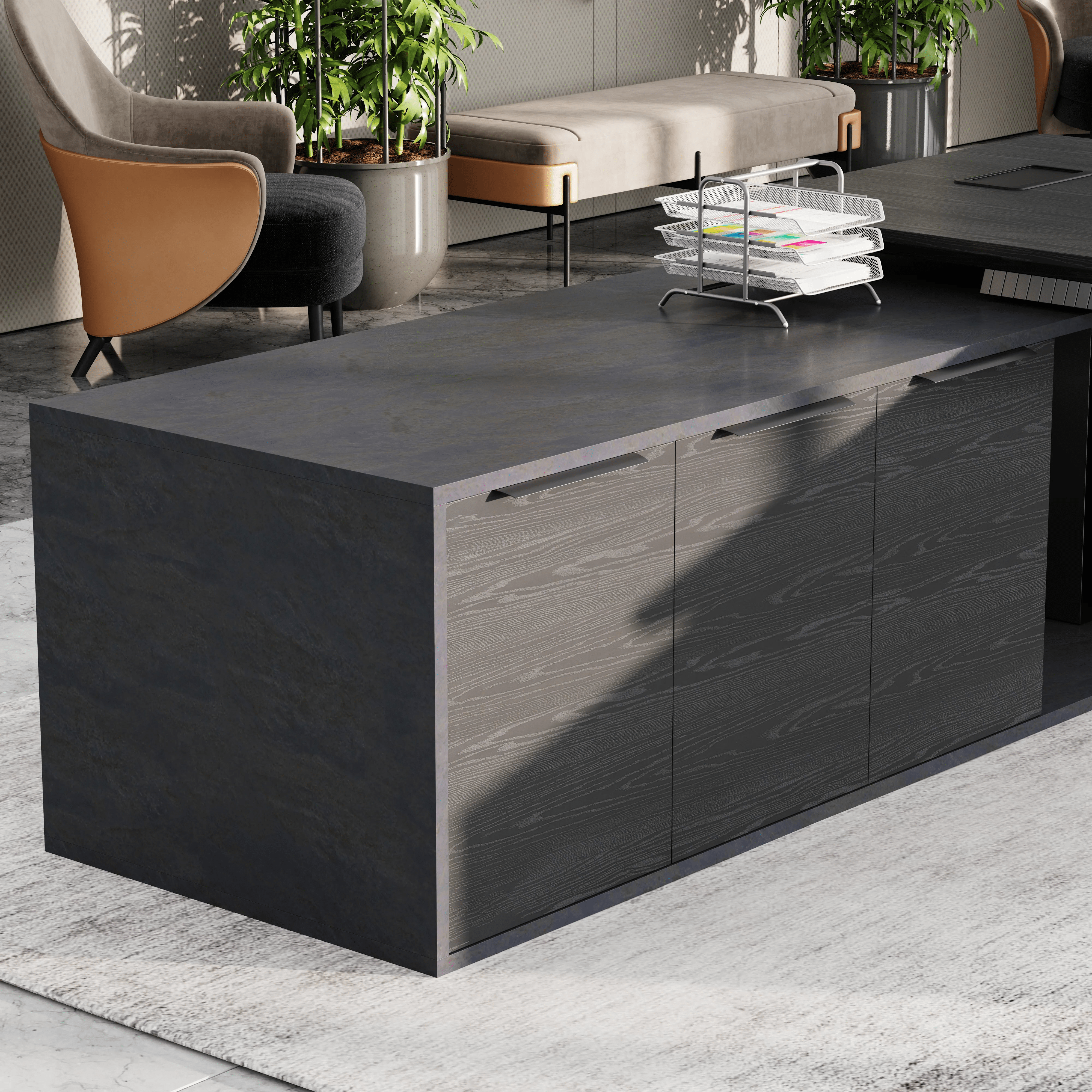 Anderson ยท Modern L-Shaped Executive Desk, Adjustable Height