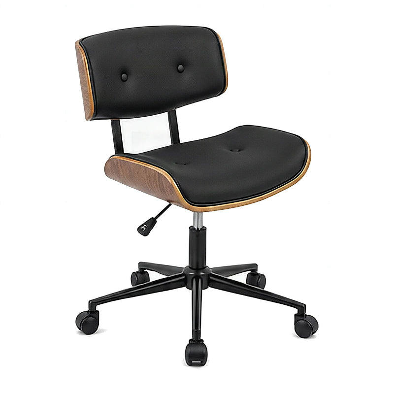 Fenby mid-century modern office chair in black, front angled view