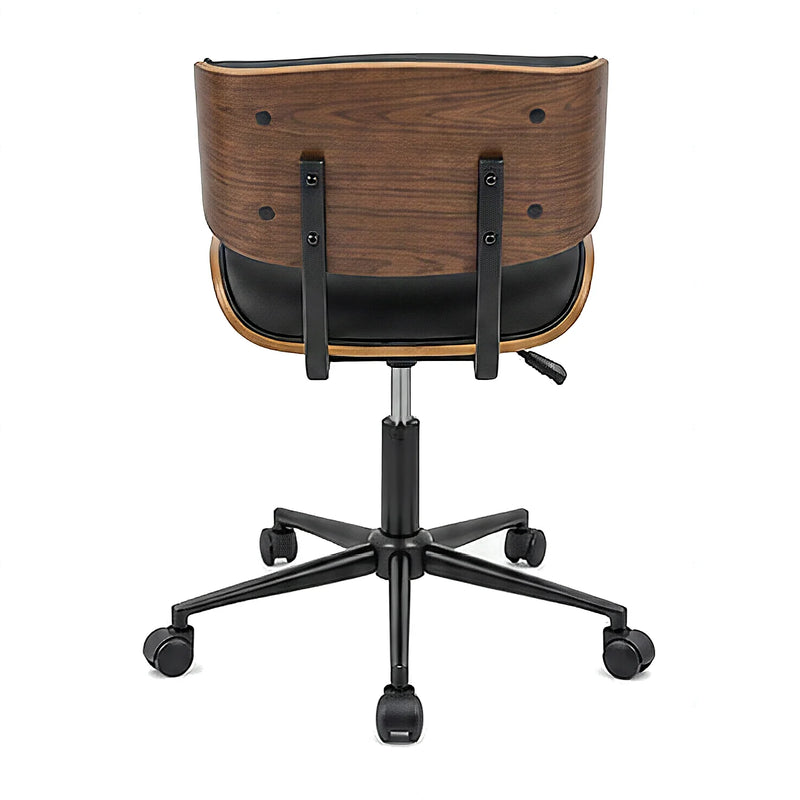 Fenby mid-century modern office chair in black, back view