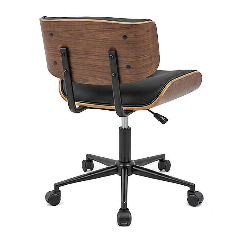 Fenby mid-century modern office chair in black, back angled view