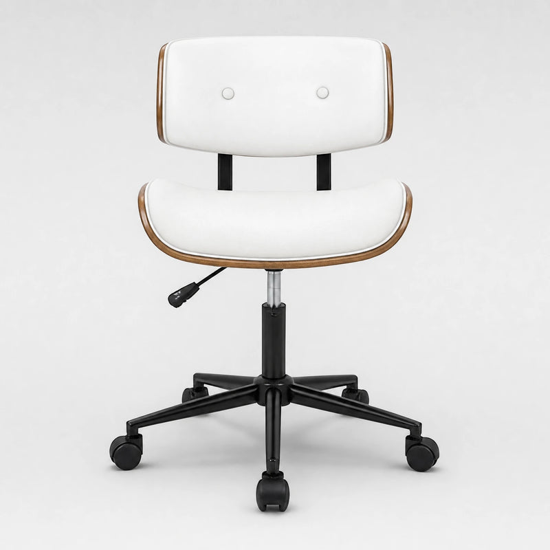 Fenwyn mid-century modern office chair in cream, front view