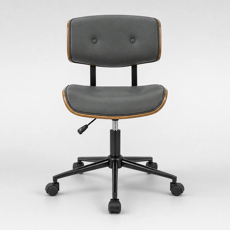Fenmere mid-century modern office chair in gray, front view