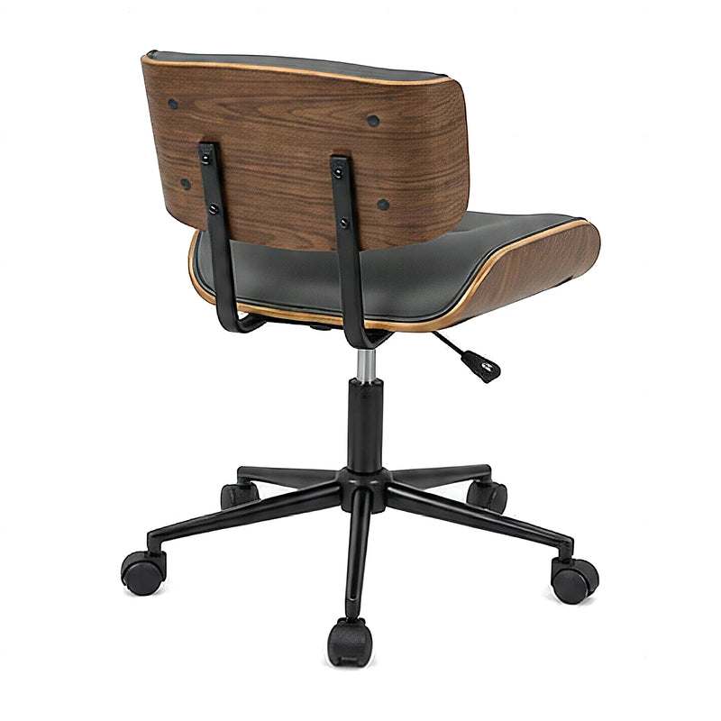 Fenmere mid-century modern office chair in gray, back angled view