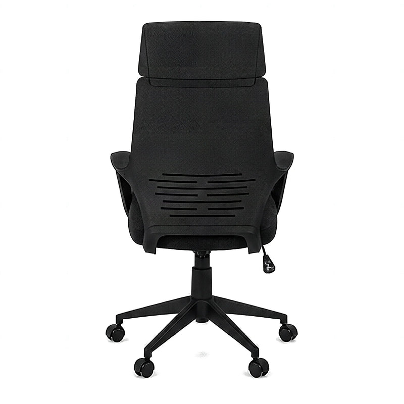 Kenmure high-back executive office chair in black, back view