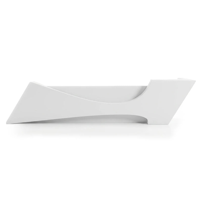 Lyssandra luxury reception desk, sculpted wave silhouette in glossy white