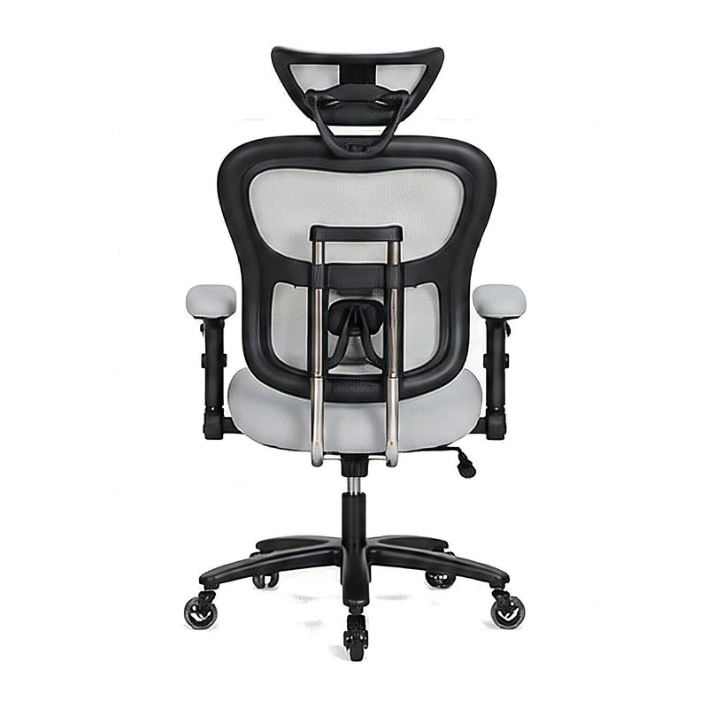 Dunmore big and tall mesh office chair in gray, back view