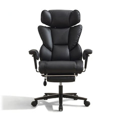Dunstan high-back office chair with footrest in black, front view