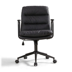 Nevin mid-back PU leather task chair in black, front view
