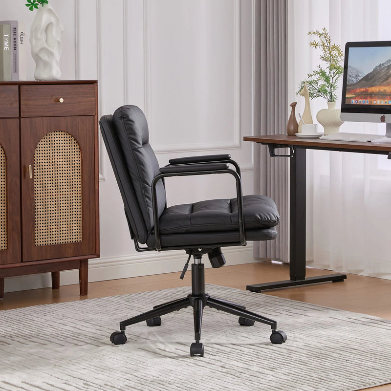 Nevin mid-back PU leather task chair in black, photo 4