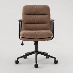 Nevern mid-back PU leather task chair in brown, front view
