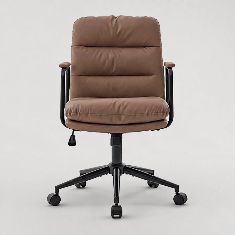 Nevern mid-back PU leather task chair in brown, front view