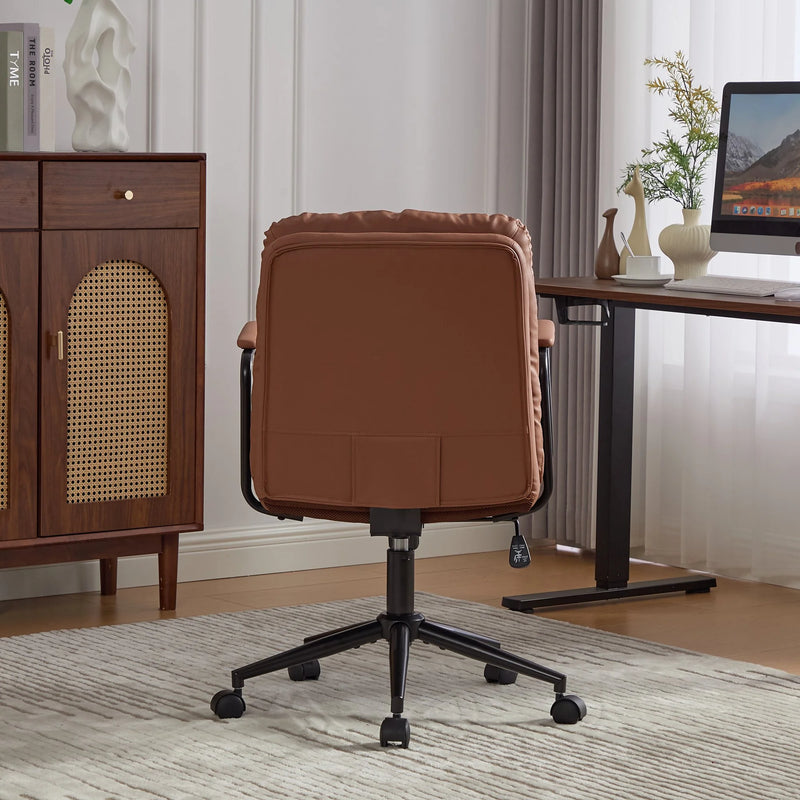 Nevern mid-back PU leather task chair in brown, photo 4