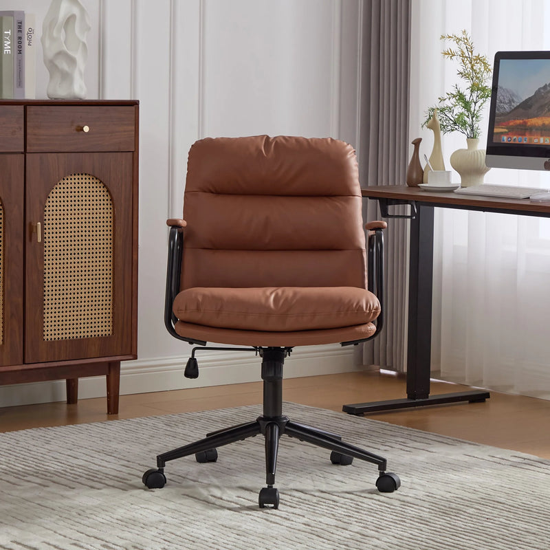 Nevern mid-back PU leather task chair in brown, photo 8