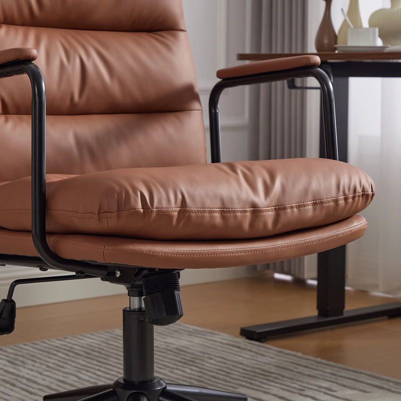 Nevern mid-back PU leather task chair in brown, photo 10