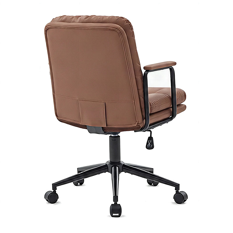Nevern mid-back PU leather task chair in brown, back angled view