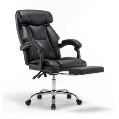 Wendell high-back executive office chair with footrest in black, front view