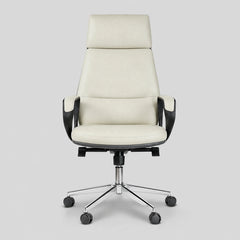 Ormley high-back executive office chair in white, front view