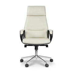 Ormley high-back executive office chair in white, front view