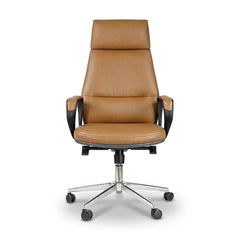 Ormsby high-back executive office chair in brown, front view