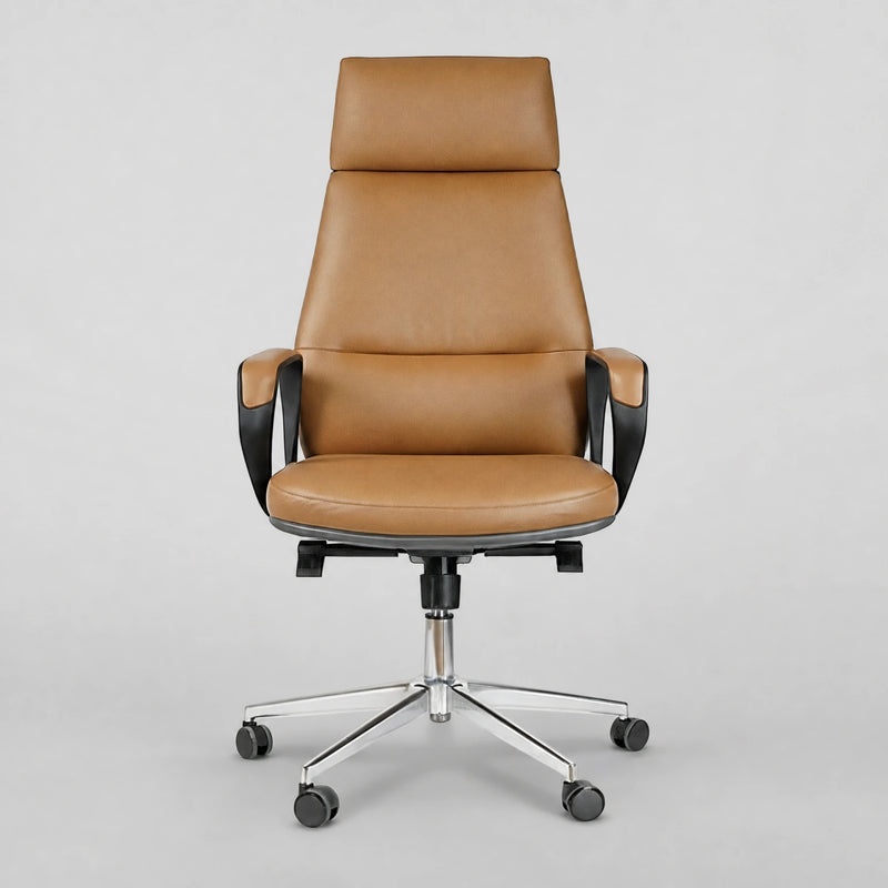 Ormsby high-back executive office chair in brown, front view