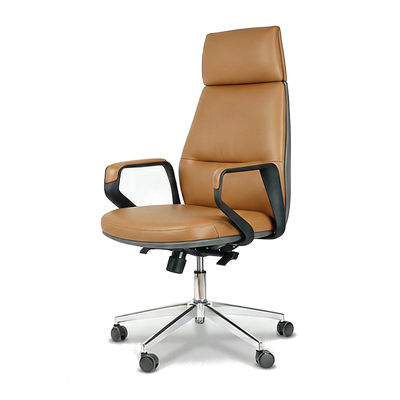 Ormsby high-back executive office chair in brown, front angled view