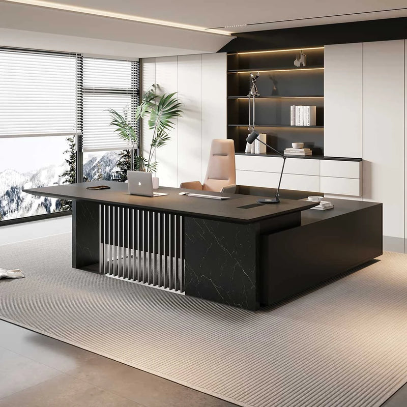 Buckler desk configured with a left return, home office with mountain views