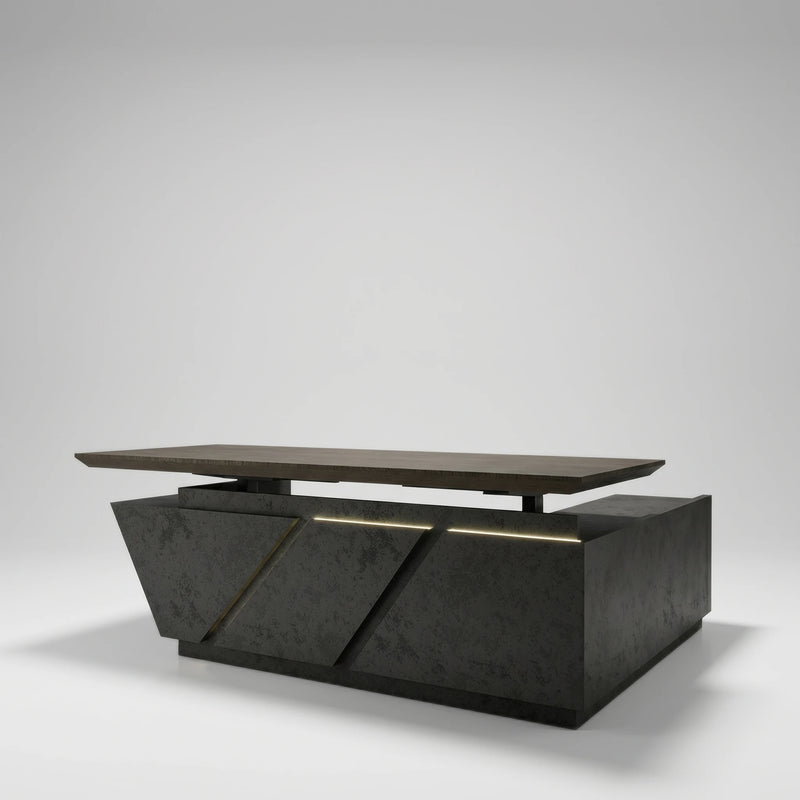 Maverick · Standing L-Shaped Executive Desk, Adjustable Height