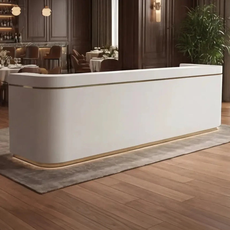 Iselle desk against wood paneling in a fine-dining room