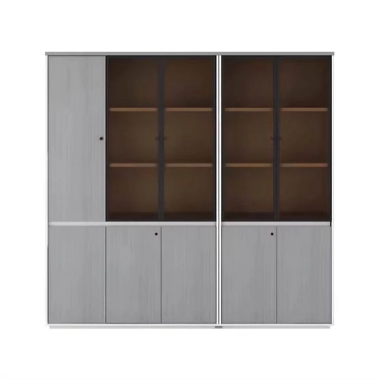 Adam Gray Closed Shelving Unit - Full Size with Left Cabinets - White Background