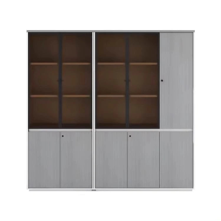 Adam Gray Closed Shelving Unit - Full Size with Right Cabinets - White Background