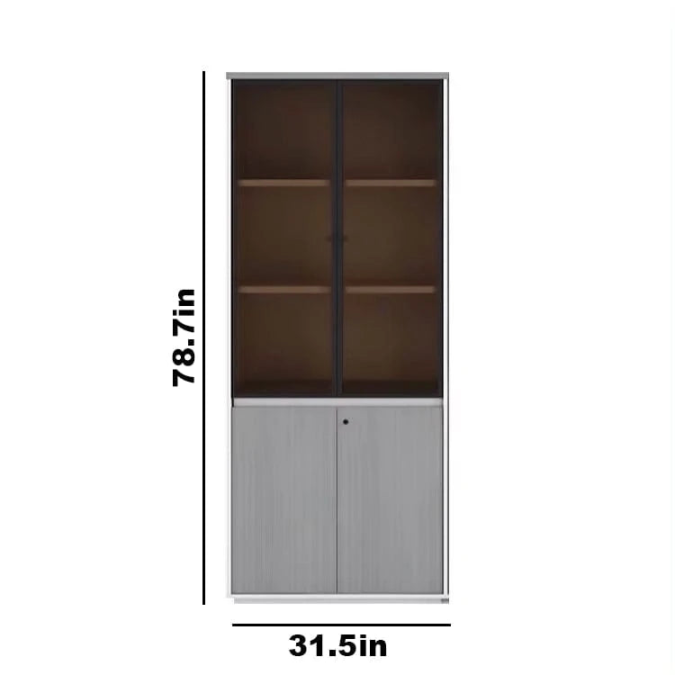 Adam Gray Closed Shelving Unit - Solo Size - White Background with Dimensions