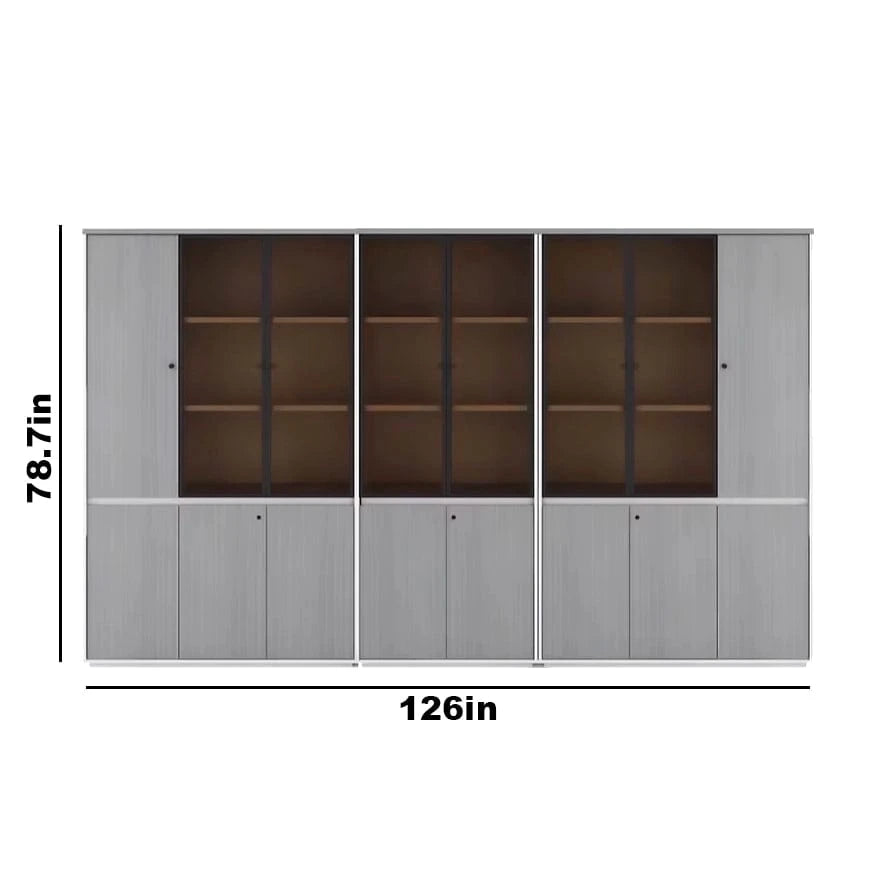 Adam Gray Closed Shelving Unit - King Size - White Background with Dimensions