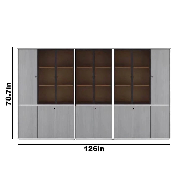 Adam Gray Closed Shelving Unit - King Size - White Background with Dimensions