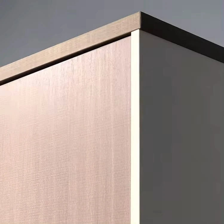 Adam Gray Closed Shelving Unit - Full Size with Right Cabinets - Real Photo Close Up of Edge