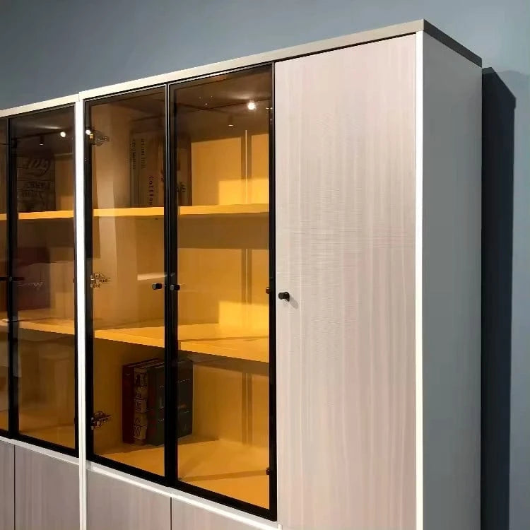 Adam Gray Closed Shelving Unit - Full Size with Right Cabinets - Real Photo Close Up