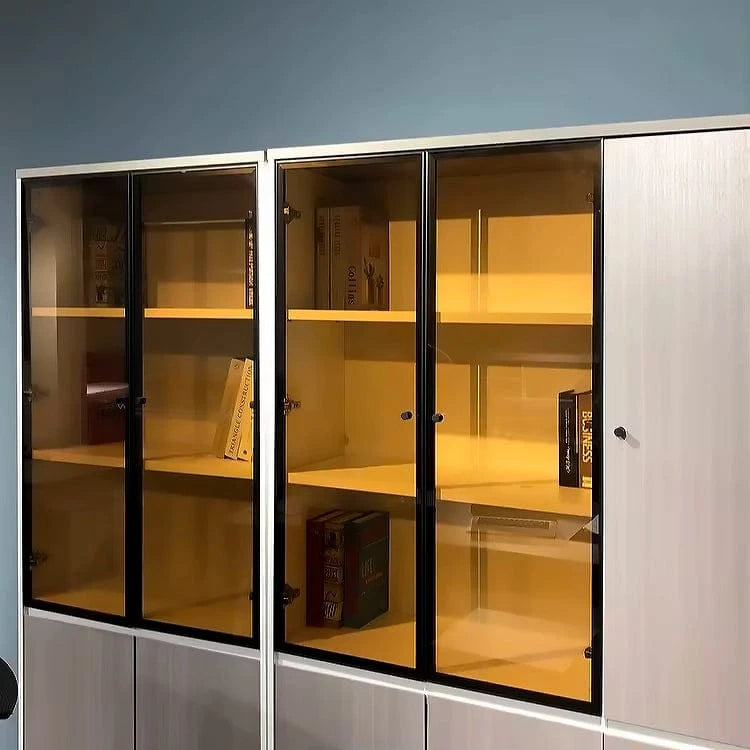Adam Gray Closed Shelving Unit - Full Size with Right Cabinets - Real Photo Close Up