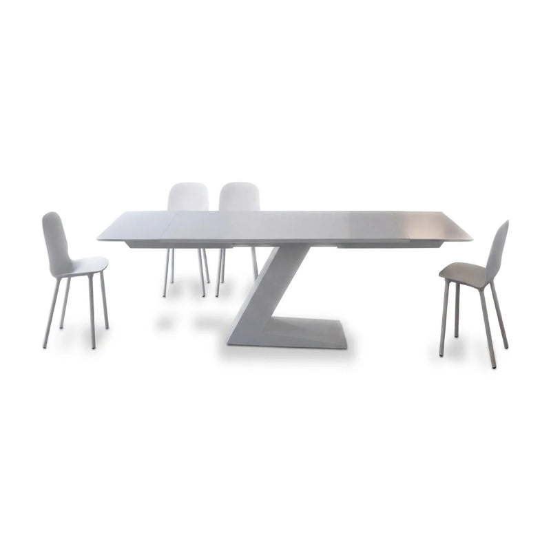 Alara modern white conference table with a sculptural Z-shaped pedestal, 4′ to 10′ (48 to 120-inch) lengths
