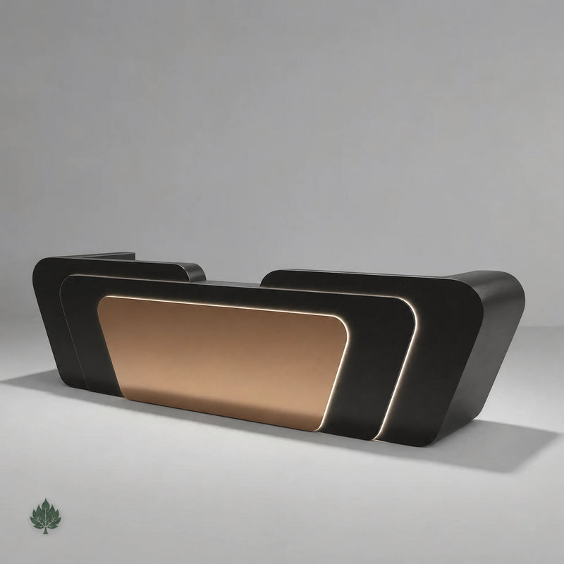 Alithia · Front Reception Desk — Glossy Black