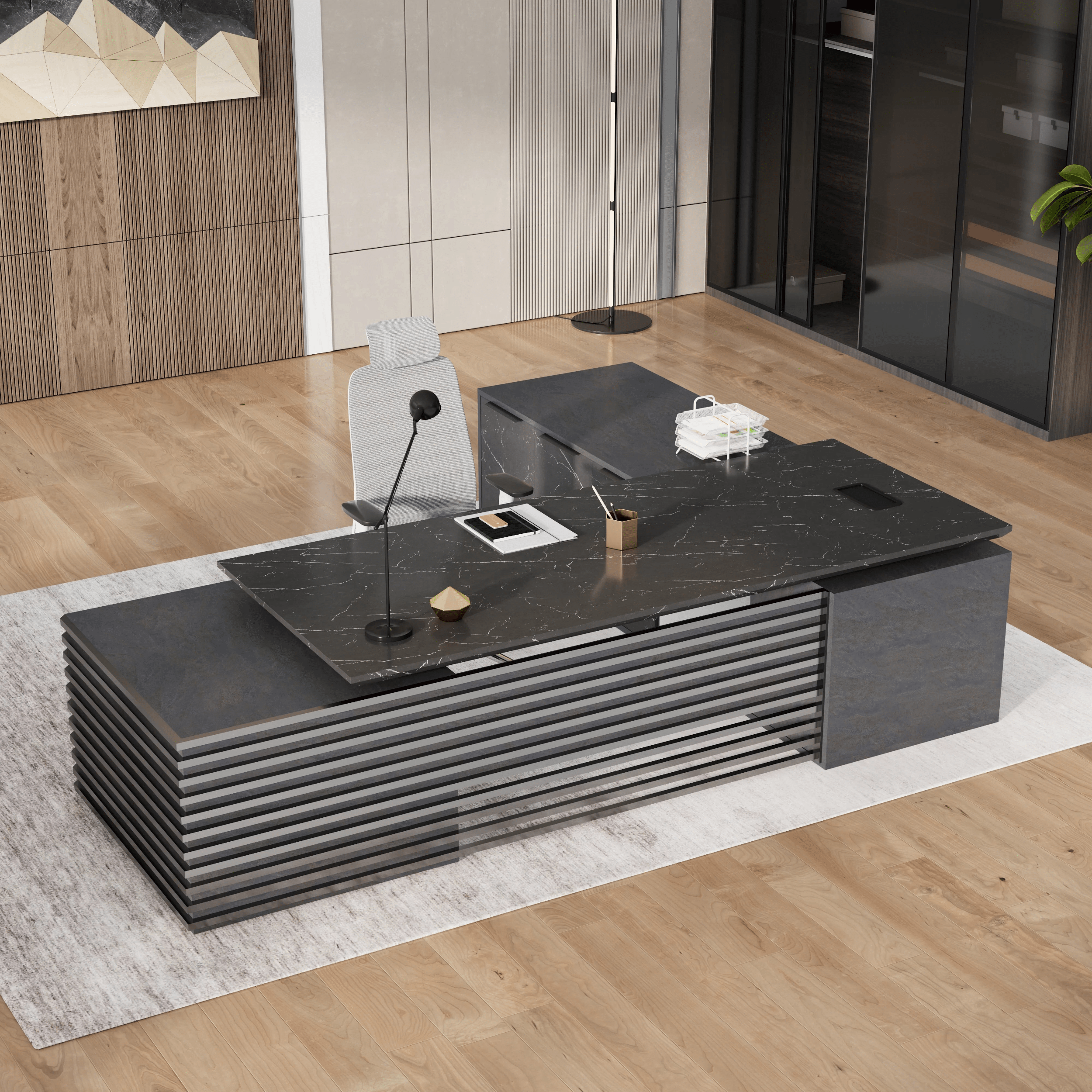 Anderson ยท Modern L-Shaped Executive Desk, Adjustable Height