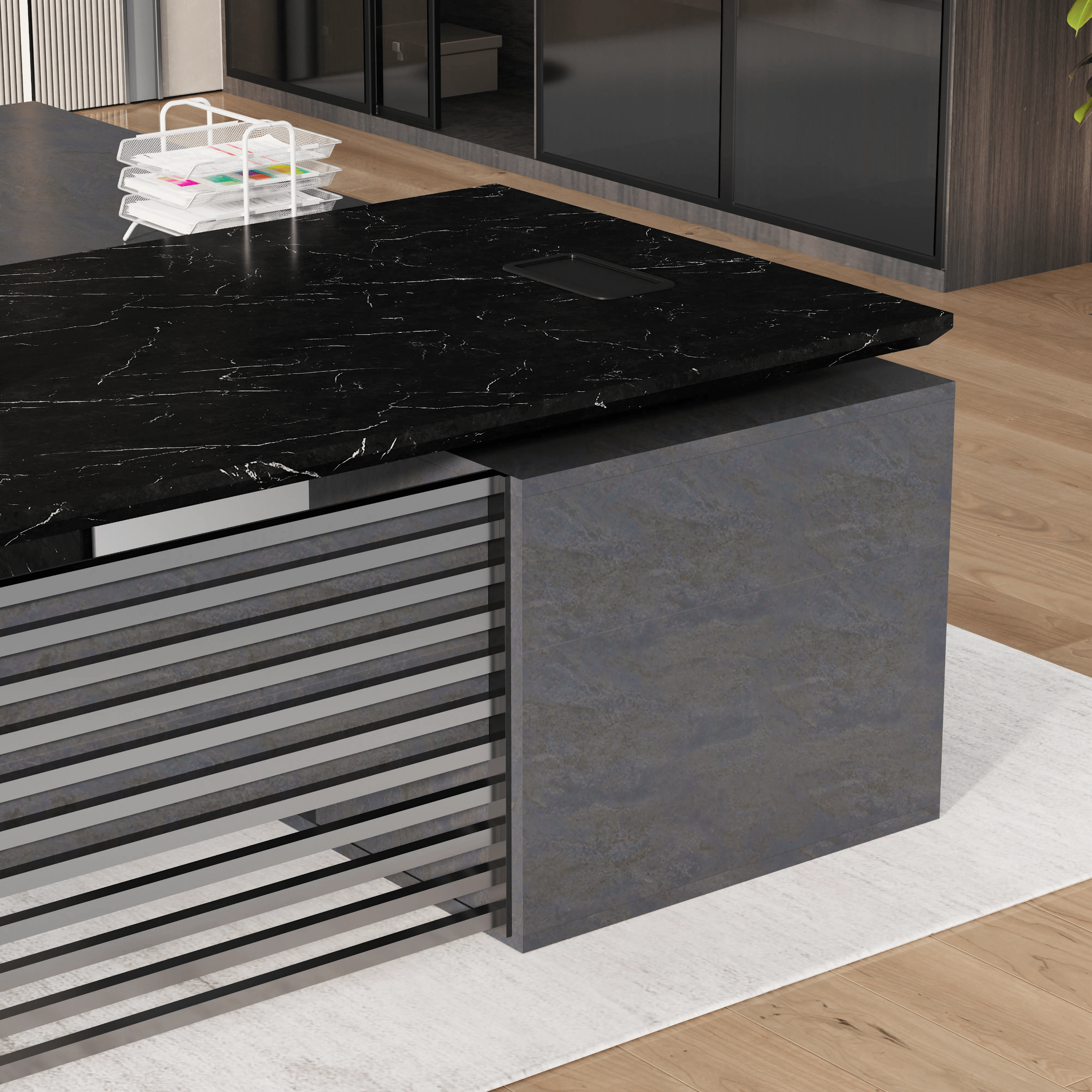 Anderson ยท Modern L-Shaped Executive Desk, Adjustable Height
