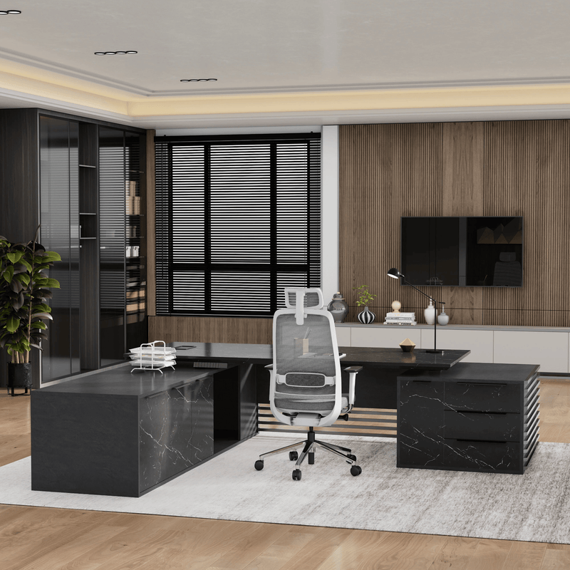 Anderson ยท Modern L-Shaped Executive Desk, Adjustable Height