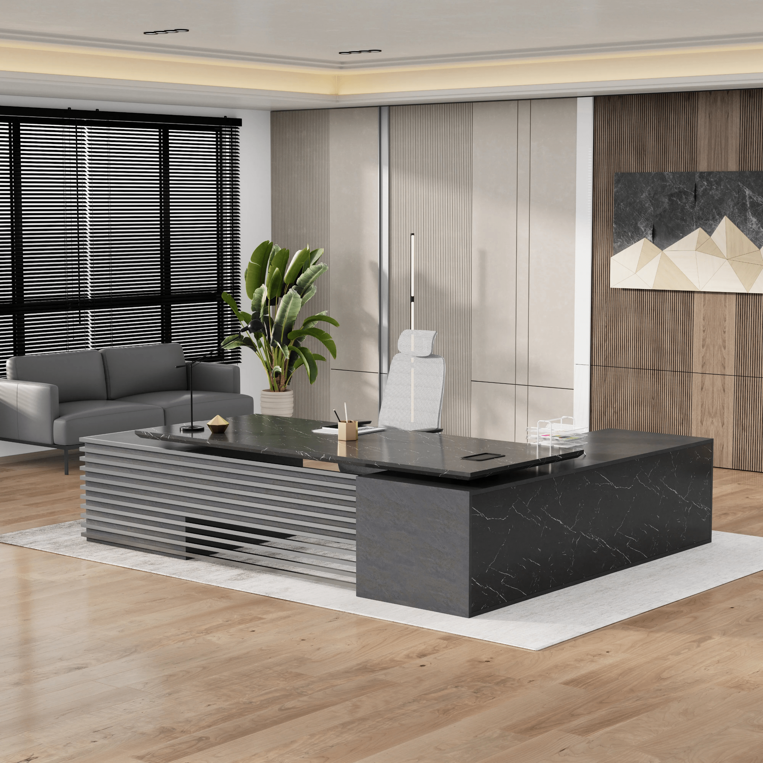 Anderson ยท Modern L-Shaped Executive Desk, Adjustable Height